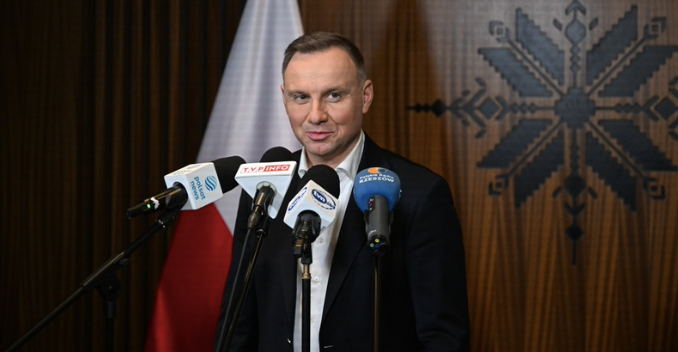 Andrzej Duda na konferencji. fot. PAP/Darek Delmanowicz