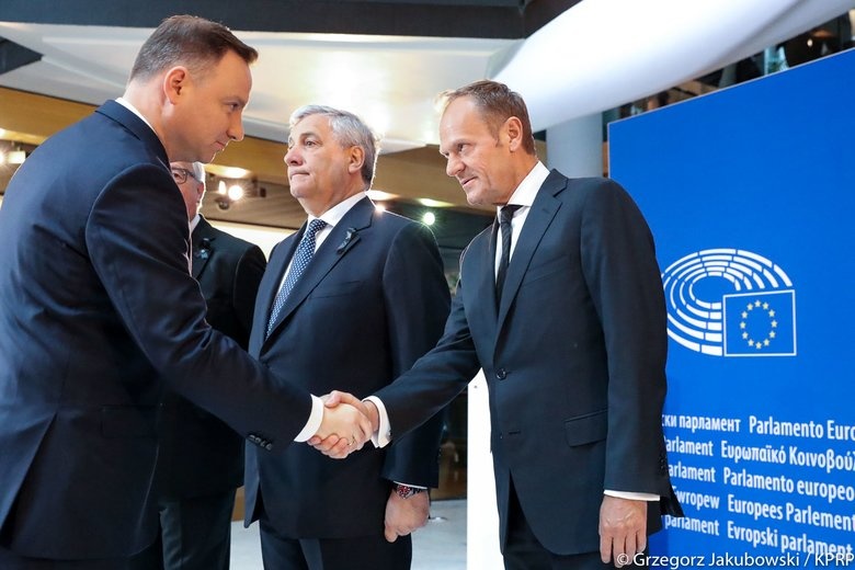 Przewodniczący Rady Europejskiej Donald Tusk i prezydent Andrzej Duda. Fot. KPRP/Grzegorz Jakubowski