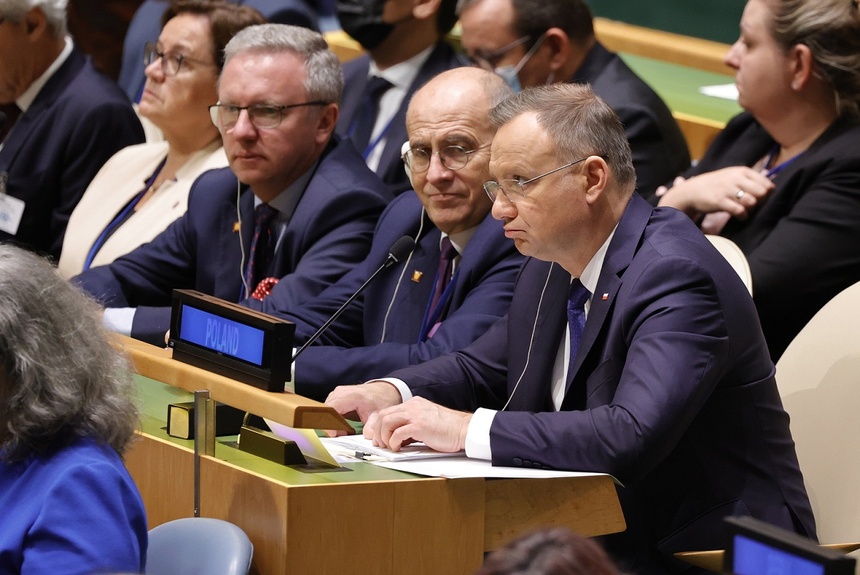 Andrzej Duda na 77. sesji Zgromadzenia Ogólnego ONZ. Fot. PAP/EPA/JASON SZENES