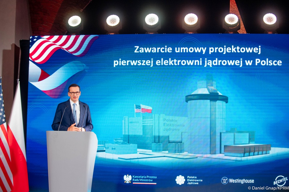 Uroczystość podpisania umowy na budowę elektrowni atomowej w Polsce. Fot. Daniel Gnap/KPRM