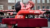 Postacie szefowej CDU i lidera SPD, fot. PAP/EPA/KIRSTEN NEUMANN