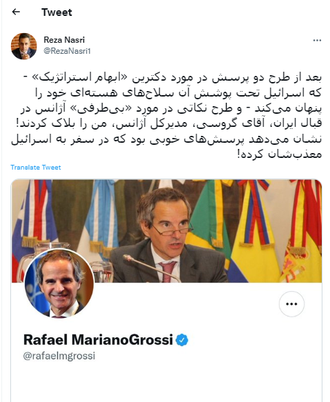 Prawnik międzynarodowy Reza Nasri vs Rafael Grossi