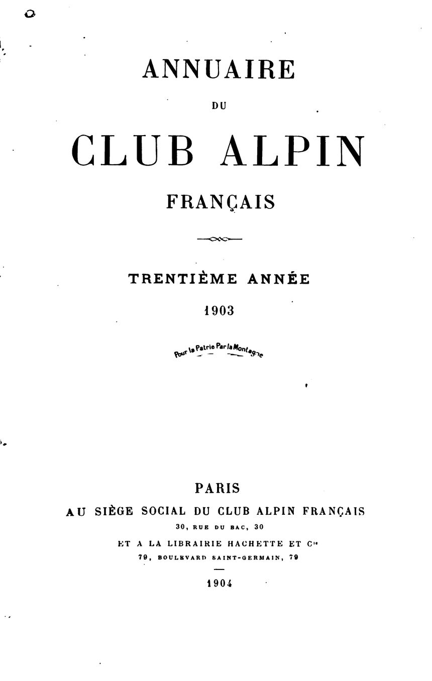 4 Strona tytułowa Rocznika Francuskiego Klubu Alpejskiego