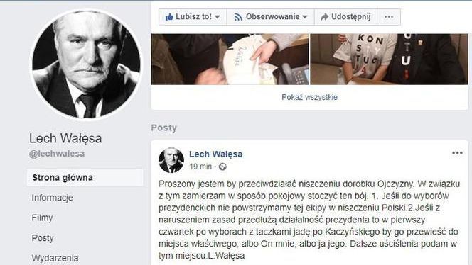 Facebook Lecha Wałęsy