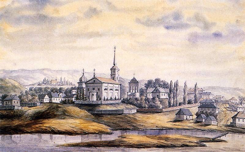 Kościół pw Świętej Trójcy w Rzyszczowie, na rysunku Napoleona Ordy, ok. 1870.  zdjęcie: Wikimedia Commons