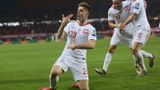 Krzysztof Piątek po strzeleniu gola w inauguracyjnym meczu eliminacji mistrzostw Europy 2020 grupy G z Austrią. Fot. Leszek Szymański