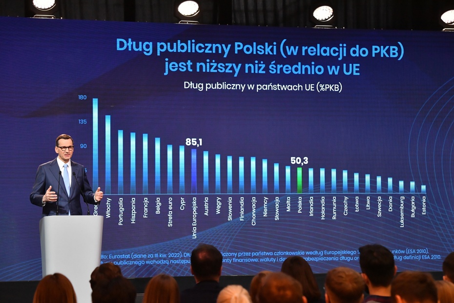 Premier Mateusz Morawiecki  przedstawił w poniedziałek zaskakujące informacje o polskim deficycie Fot. PAP/Radek Pietruszka