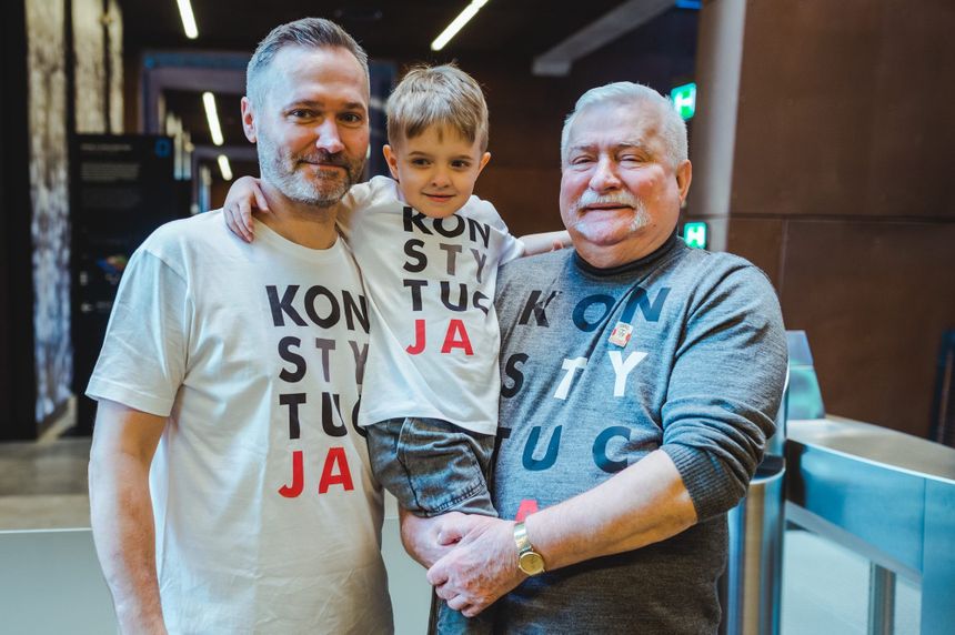 Były prezydent wspiera syna Jarosława w wyborach do europarlamentu. Fot. Twitter/Lech Wałęsa