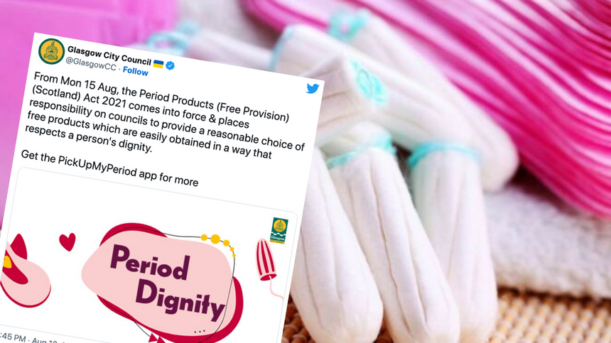 Szkocki parlament przyjął ustawę, na mocy której zapewniony ma być bezpłatny dostęp do produktów menstruacyjnych. (fot. Twitter)