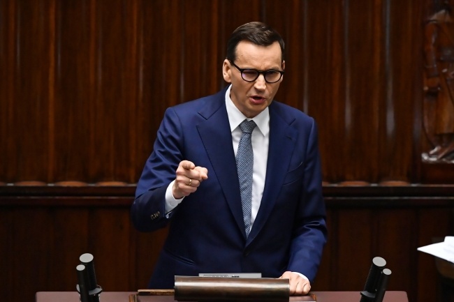 Premier Mateusz Morawiecki przemawia na sali obrad Sejmu w Warszawie, fot. PAP/Piotr Nowak