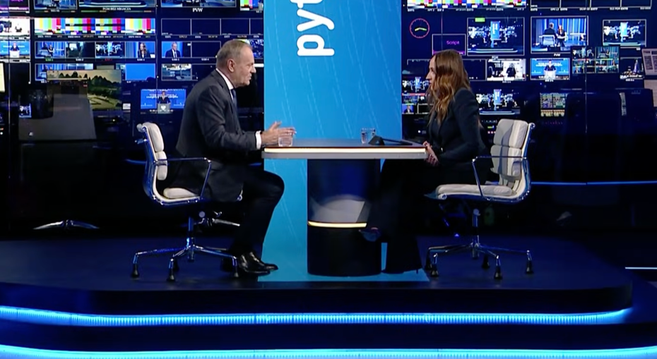 na zdjęciu: Donald Tusk w programie „Pytanie dnia”, prod. TVP. fot. TVP Info/YouTube