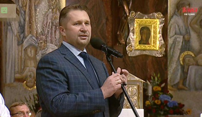 Minister Przemysław Czarnek na uroczystościach w Toruniu, fot. kadr z TV Trwam/YouTube