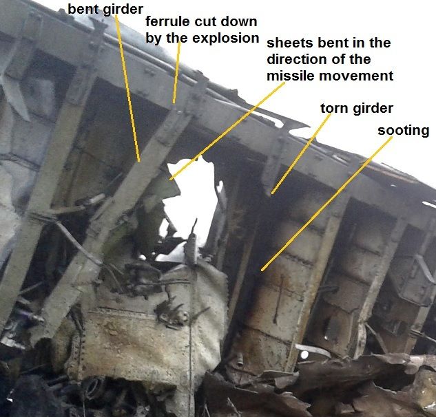 Figure 1a MH17 - forgotten by the DSB hole in the belly of a Boeing.