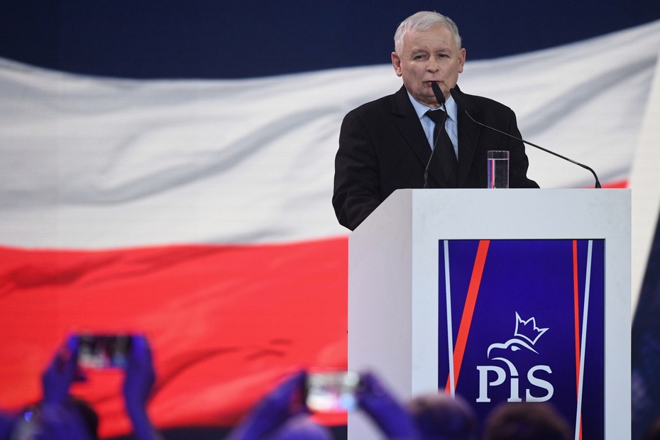 Jarosław Kaczyński podczas konwencji PiS . fot. PAP/Radek Pietruszka