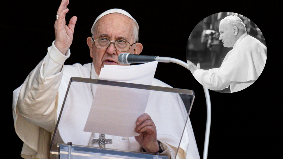 Papież Franciszek (L), Jan Paweł II (R) / źródło: PAP/EPA