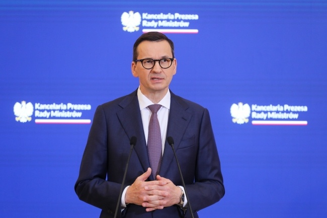 Premier Mateusz Morawiecki podczas konferencji prasowej po posiedzeniu rządu, fot. PAP/Paweł Supernak