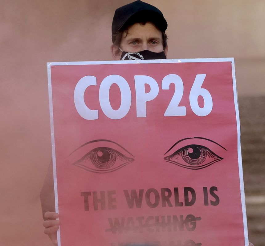 Protest podczas COP26. fot. PAP/EPA