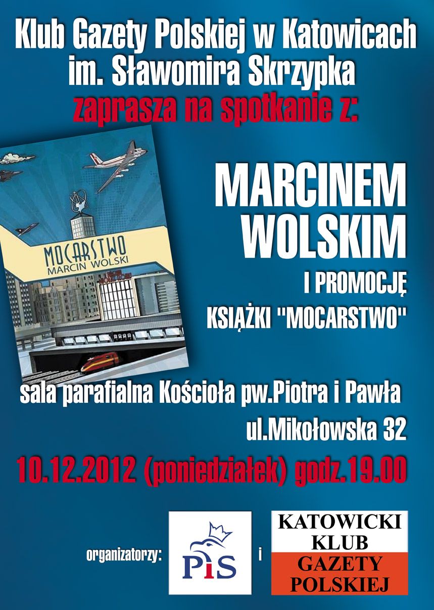 Plakat na spotkanie z Marcinem Wolskim - Piotr Pietrasz