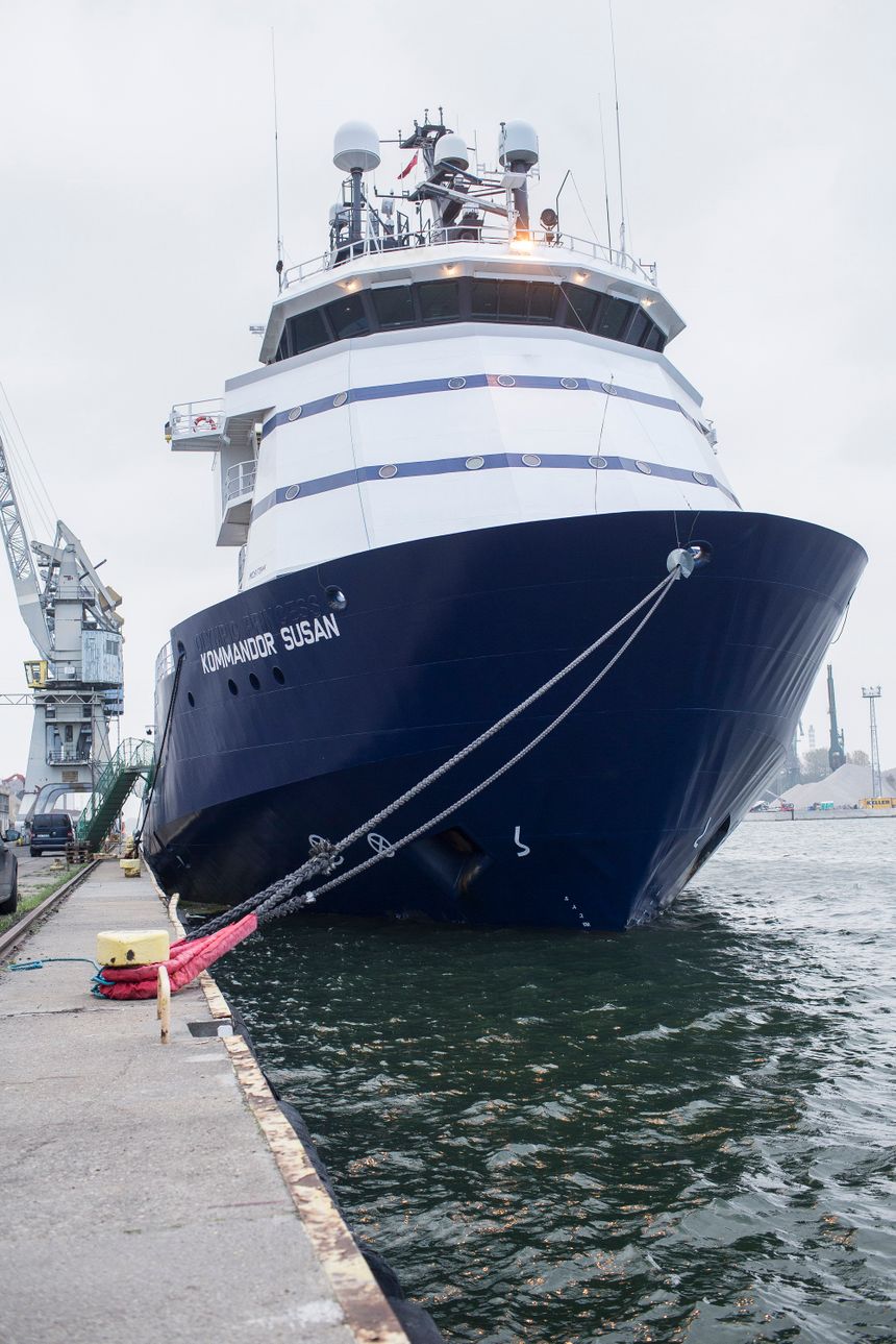 Statek, z któego będą prowadzone badania dna Bałtyku pod kątem przyszłej farmy wiatrowej. Fot. PKN ORLEN