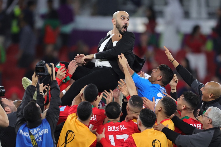 Maroko pokonało Portugalię w ćwierćfinale mistrzostw świata w Katarze. fot. PAP/EPA/Abir Sultan