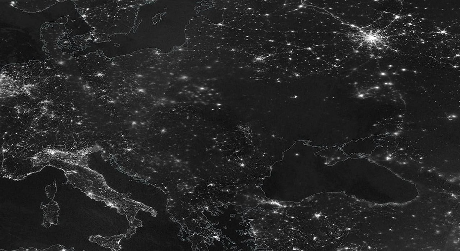Zdjęcie pokazujące blackout na Ukrainie, fot. Twitter