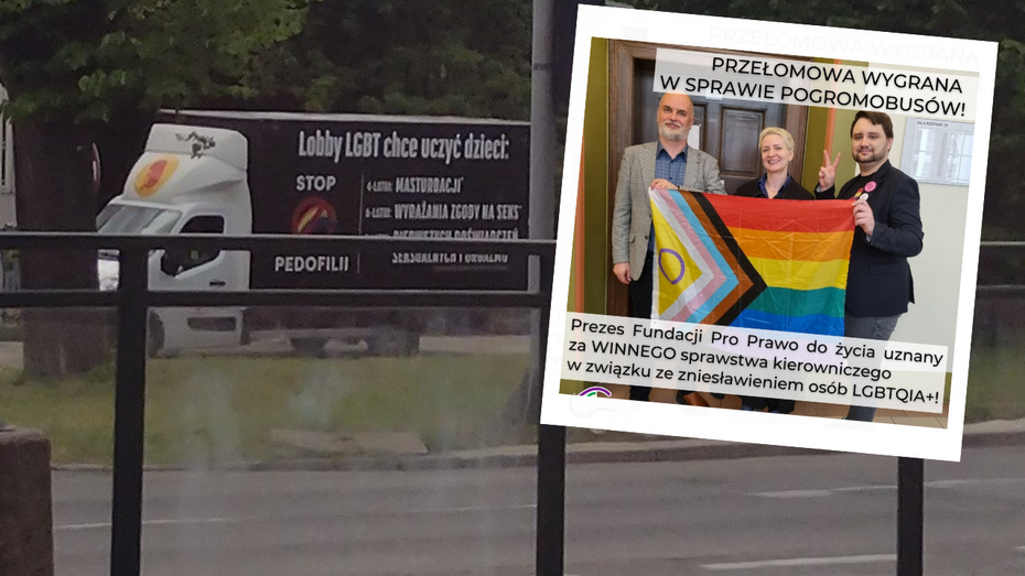 Prezes fundacji "Pro - prawo do życia" skazany za kampanię z udziałem tzw. homofobusów. (fot. Twitter, Facebook)