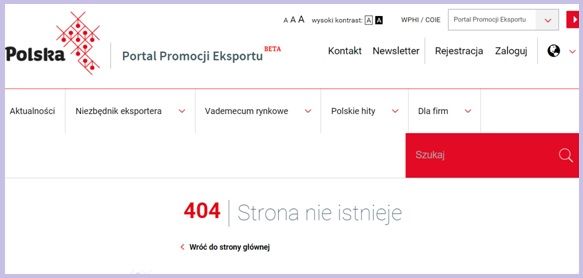 Niedziałająca strona rządowego portalu promocji polskiego eksportu - Rafał Momot