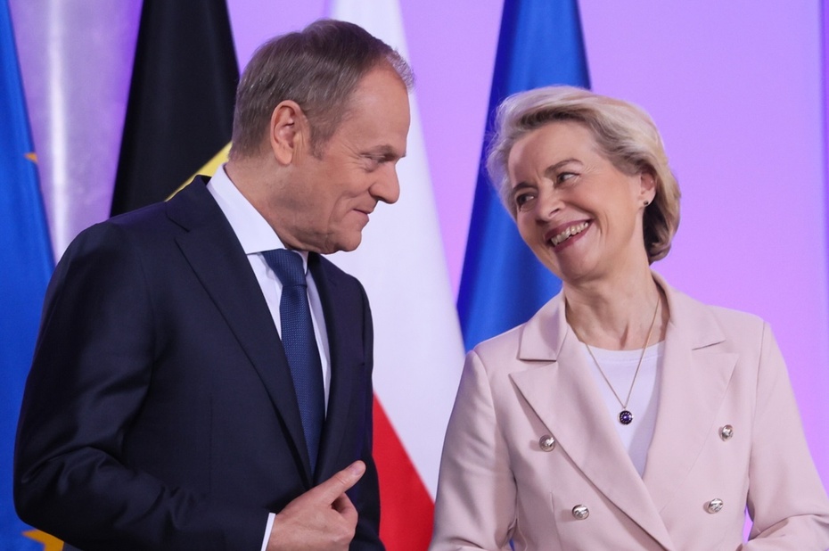 Premier Donald Tusk i szefowa KE Ursula von der Leyen. Fot. PAP/Leszek Szymański