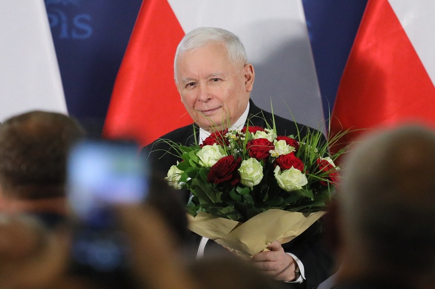 Jarosław Kaczyński spotkał się w Grójcu z sympatykami PiS. Odpowiadał tam m. in. na pytania wyborców oraz wypowiadał się na temat opozycji. (fot. PAP)