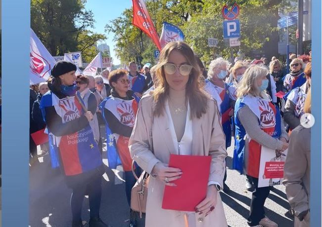 Marianna Schreiber poszła na protest nauczycieli. Fot. Instagram/Marianna Schreiber