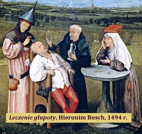 'Leczenie głupoty'. Plik Hieronymus Bosch 053 detail.jpg znajduje się w Wikimedia Commons – repozytorium wolnych zasobów.