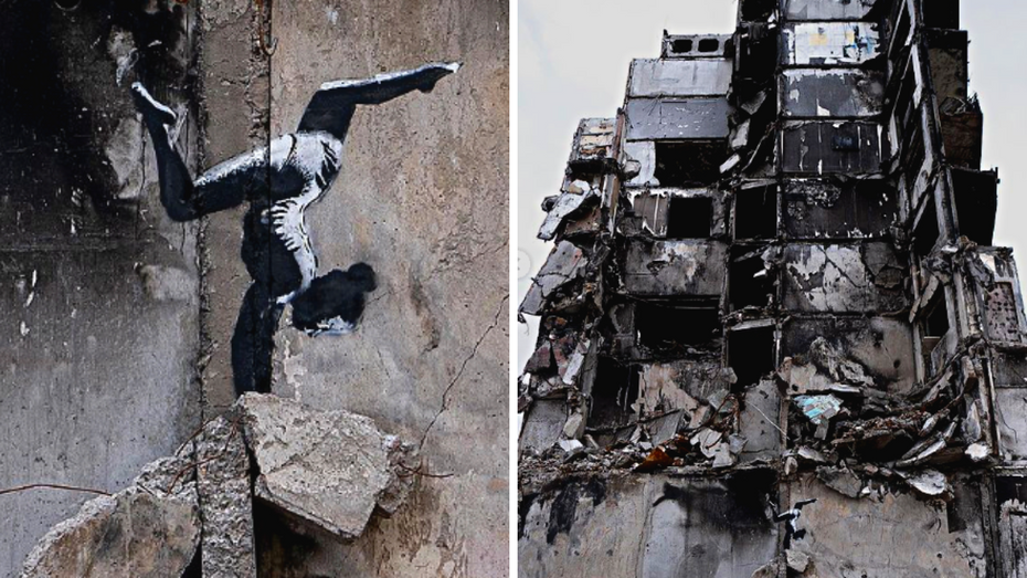 Prace Banksy'ego w podkijowskiej Borodziance. Źródło: Instagram/Banksy