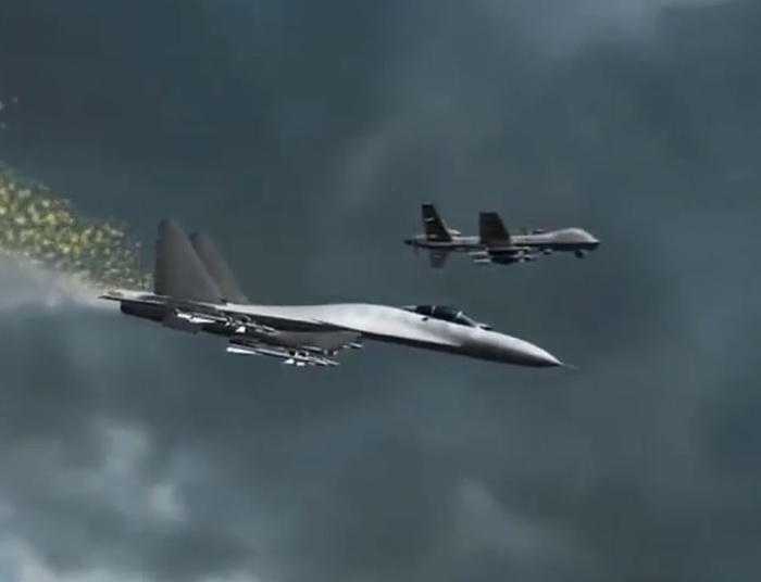 Konfrontacja Su-27 z amerykańskim dronem. Rosyjscy propagandyści pokazali film
