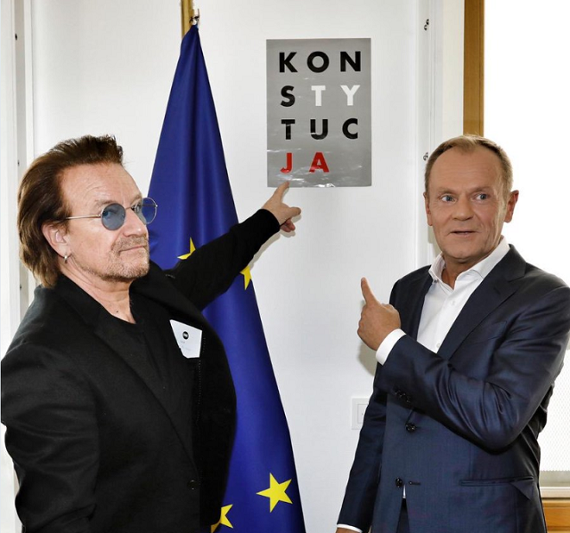 Bono i Donald Tusk. Fot.  Twitter/Donald Tusk