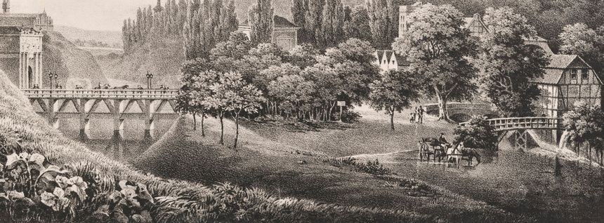 Kanał Raduni, tzw. Koński Wodopój, Albert Juchanowitz, Der Bischofsberg (fragment), 1838  Gedanopedia