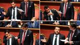 Premier Giuseppe Conte przemawia w parlamencie. fot. PAP/EPA/ETTORE FERRARI