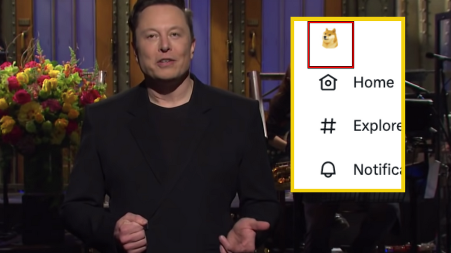 (Elon Musk zmienia logo na Twitterze. Fot. YouTube/Saturday Night Live, Screen z Twittera)