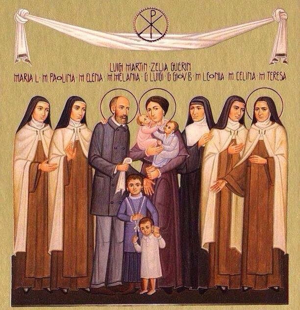 Święci małżonkowie Ludwik i Zelia Martin oraz ich wszystkie dzieci, w tym Święta Teresa od Dzieciątka Jezus - Lisieux