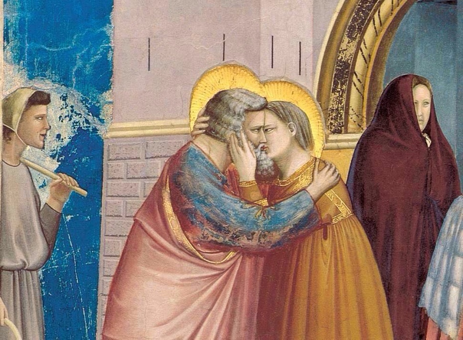 Spotkanie, pocałunek św Joachima i Anny w  Bramie Złotej, Sza'ar ha-Rahamim, Giotto di Bondone, Meeting at the Golden Gate, 1305