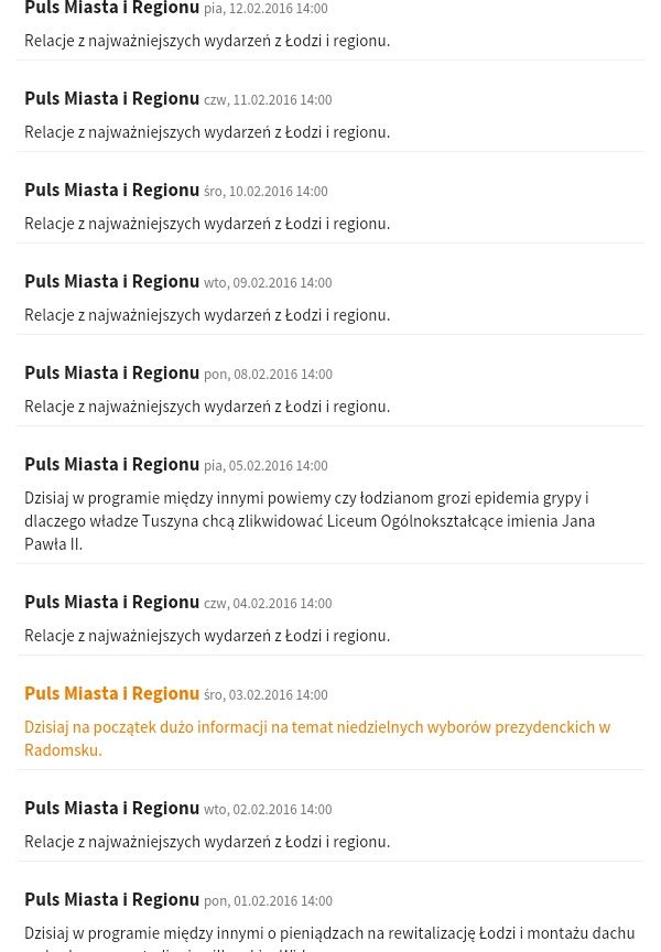 tegoroczny profil audycji "Puls miasta i regionu".