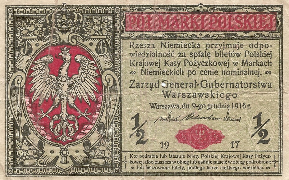 Banknot polski 1916. Fot.PJ