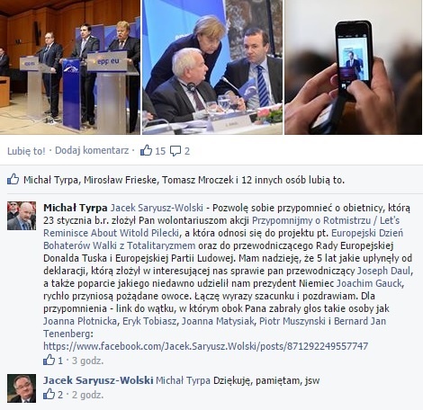 Facebook Jacka Saryusz-Wolskiego 11 lutego 2015